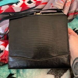 Vintage 1950s black snakeskin